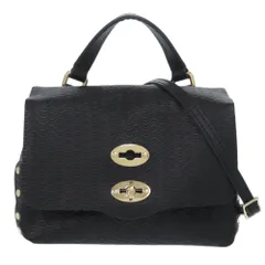 新品同様 ザネラート ポスティーナ デイリー ベビー POSTINA DAILY BABY 波型エンボス 2way ショルダーバッグ 40263678 シルバー金具 レザー ブラック  黒 ハンドバッグ 0774 ZANELLATOのサムネイル