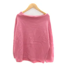 グローバルワーク GLOBAL WORK ニット カットソー 長袖 ボートネック 無地 L ピンク /SY41