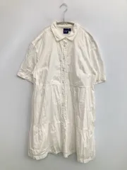 GAP ギャップ シャツワンピース L ホワイト コットン 無地 半袖 ひざ丈