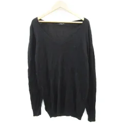 ミッシェルクラン MICHEL KLEIN ニット カットソー 長袖 Vネック シルク混 40 L ブラック 黒 /YM30