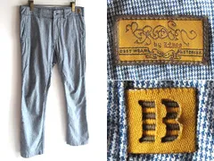 BROWN by 2-tacs ブラウンバイツータックス B9-P002 Flared ロゴワッペン ロゴピスネーム コットン 千鳥格子チェック パンツ M ネイビーのサムネイル