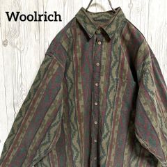 希少レア商品★80年代紺色タグ WOOLRICH ウールリッチ 長袖ボタンシャツ USA製ヴィンテージ古着 BD メンズXLサイズ 25-936