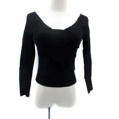 ザラ ZARA リブニット カットソー カシュクール 長袖 M 黒 ブラック /HO34