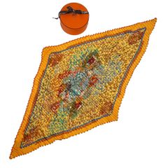 極美品 HERMES エルメス カレ90 CHASSE au BOIS 森の狩猟 ブルー