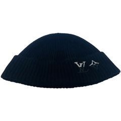 ルイヴィトン　ニットキャップ　モノグラム　ボネ　ブラック LOUIS VUITTON ルイ・ヴィトンのカシミヤ100%ニットキャップ 黒 - メルカリ