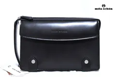 【定価2万6400円】新品 mila schon【ニュートレノ】レザー セカンドバッグ 299251 ブラック ミラショーン クラッチバッグ