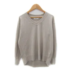 オペークドットクリップ OPAQUE.CLIP ニット カットソー 長袖 Vネック 無地 38 M ベージュ /SY34