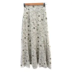 クリア clear フレアスカート ギャザースカート ロング丈 マキシ丈 花柄 F マルチカラー オフホワイト /YK4