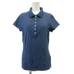 トミーヒルフィガー TOMMY HILFIGER ポロシャツ 半袖 ロゴ L 紺 ネイビー /XZ ■ECB001