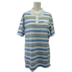 アディダス adidas ゴルフウェア ポロシャツ 半袖 ボーダー ロゴ M 青 ブルー グレー 白 ホワイト /XZ ■ECB001