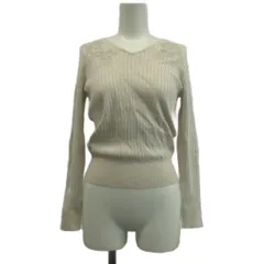 プロポーション ボディドレッシング PROPORTION BODY DRESSING ニット セーター 長袖 Vネック 花柄 刺繍 2 ベージュ /XZ ■GY58