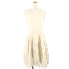 シェリーラファム Cherir la femme ワンピース ギャザー ミモレ ロング 総柄 切替 レース バックジップ ノースリーブ M ベージュ /RI9のサムネイル
