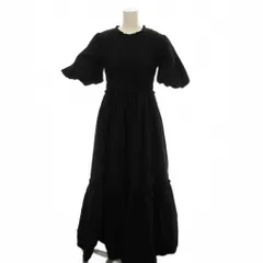 ザラ ZARA ワンピース ロング 160/80A 黒 ブラック シャーリング ティアード フリル パフスリーブ ポケット付き ウエストゴム /JP