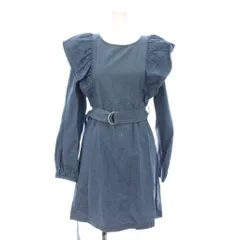 マーキュリーデュオ MERCURYDUO ワンピース S インディゴ 長袖 フリル袖 ベルト付き ひざ丈 /JP