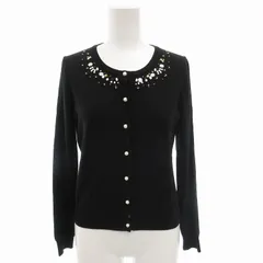 アベニールエトワール Aveniretoile カーディガン ニット ビジュー 長袖 36 XXS 黒 ブラック /IY ■GY39