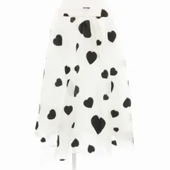ジェイクルー J.CREW フレアスカート ひざ丈 チュール ドット 6 白 ホワイト 黒 ブラック /JSのサムネイル