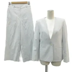 プラステ PLST セットアップ 上下 M ライトグレー ノーカラージャケット Vネック ミドル丈 ワイドパンツ アンクル丈 上 12-0204012 下 12-0206010 /YS28 ■GY61