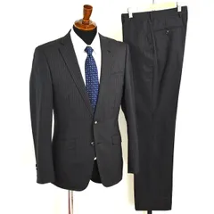 DMD DOLCE MARA 伊製 100's生地 2つボタン シングルスーツ S YA6 ダークグレー ストライプ ノータック 445133-1 夏物 春夏 6XC018 【送料無料】【中古】【メンズビジネス】202603