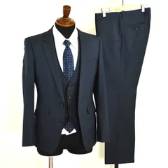 スーツセレクト 3ピース 2つボタン シングルスーツ S A4 ダークネイビー ノータック 袖口4つ釦 開き見せ BLK1651 合物 春夏秋 6XC016 【送料無料】【中古】【メンズビジネス】202603