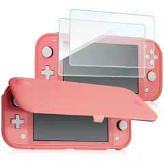 【新着商品】ProCase スイッチライト フリップケース [ガラス２枚付き] スリム クリアソフトTPU カバー 耐衝撃 保護カバー 対応機種： スイッチライト 2019 サンゴ
