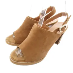 ダイアナ DIANA サンダル 23 1/2 ブラウン オープントゥ バックベルト ウェッジソール  /IU