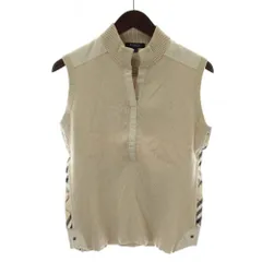 バーバリー ロンドン BURBERRY LONDON ニットベスト ノースリーブ ハイネック ノバチェック Vネック 15 ベージュ /XZ ■GY99