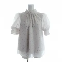 スナイデル SNIDEL Sustainaオーガンシースルーブラウス シャツ F ピンクベージュ ドット柄 ハイネック 半袖 /AB ■SH