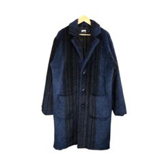 STUSSY FUR STRIPE OVERCOAT NAVY サイズM ステューシー ファー ストライプ オーバーコート ジャケット 大名店