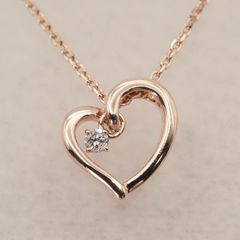 う*ん様 【4℃】K10PG ハートモチーフ ダイヤモンド ネックレス 40cm 