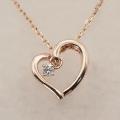 美品 4℃ K10 オープンハート ダイヤ ネックレス◎/25-2954