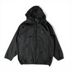 ナイキ ブラック フード ロゴ ウィンドブレーカー ジャケット M