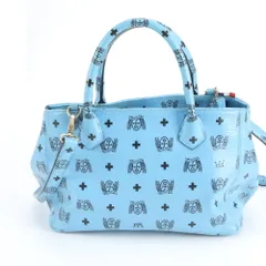 美品 カステルバジャック モノグラム柄 ブルー レザー 2WAY ショルダーバッグ 斜め掛け ハンド トート レディース RUM DR27-7【中古】