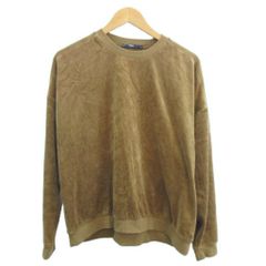 チャオパニック CIAOPANIC トレーナー トップス カットソー M 茶 ライトブラウン ベロア 無地 ラウンドネック 長袖 /GR ■ECD001