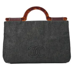 CHANEL シャネル   ハンドバッグ   ココマーク  べっ甲柄　デニム　黒　ゴールド金具　ブランド【中古】【送料無料】