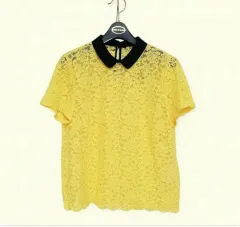 55 新品 ザラ レディース ブラウス レース シースルー イエロー 黄色 半袖 新品