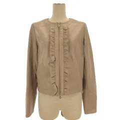 トゥービーシック TO BE CHIC フェイクレザー ジャケット フリル 42 ピンクベージュ 260317E ■ECE003のサムネイル