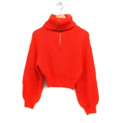 ムルーア MURUA ハーフジップ ニット セーター 長袖 タートルネック 無地 F オレンジ /FT22