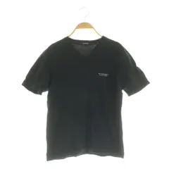 バーバリーブラックレーベル BURBERRY BLACK LABEL VネックTシャツ 半袖 ロゴプリント 2 ブラック /MY ■OS ■ECE003