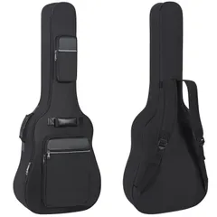 ギター ギグバッグ 40-41インチ用 アコースティック ギターケース 8mm スポンジ ギターソフトケース 楽器バッグ 軽量 厚い肩 大容量ポケット 肩掛け 手提げ 600D防水 オックスフォード布 ブラック