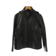 ヴィンテージクラブ VINTAIGE CLUB レザージャケット シングルライダース M 黒 ブラック 羊革 ジップアップ フード付き 長袖 1571-1397 /GG ■ECD002
