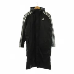 アディダス adidas 中綿コート ベンチコート ロング スリーライン M 黒 ブラック AH9071 /HN ■ECE003