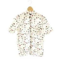バーバリーブラックレーベル BURBERRY BLACK LABEL 半袖シャツ 総柄 コットン 1 白 マルチカラー /CX ■ECE003