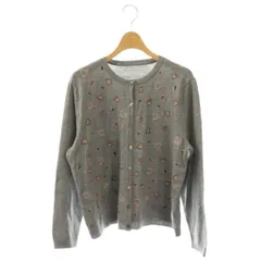 レリアン Leilian カーディガン ニット 長袖 刺繍 ウール 13+ グレー /NR ■ECE003