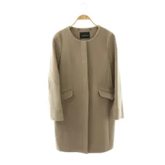 グリーンレーベルリラクシング ユナイテッドアローズ green label relaxing ノーカラーコート ウール 38 ライトブラウン /MI ■ECC002