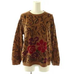 カシミアニット セーター 長袖 クルーネック 総柄 40 ブラウン /MY ■OS ■ECE003