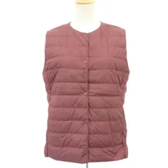 ユニクロ UNIQLO ジャケット ダウンベスト 上着 ナイロン 大きいサイズ XL 紫 パープル ラウンドネック ジップアップ ミドル丈 /YS19 ■ECD001