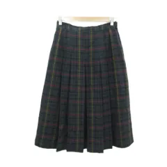 ダックス DAKS プリーツスカート ミモレ丈 マルチカラー モスグリーン チェック柄 /HO39 ■ECA002