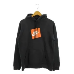 ナイキ NIKE プルパーカー 裏起毛 L 黒 ブラック 長袖 フード付き ロゴプリント /MN27 ■ECA002