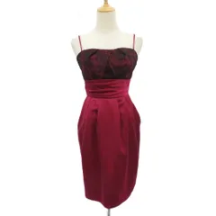 エメ AIMER パーティードレス キャミソールワンピース ひざ丈 9号 赤 レッド レース柄 レースアップ /SM25 ■ECA001