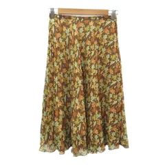 キース KEITH プリーツスカート ミモレ丈 40 茶 ブラウン リーフ柄 /SM38 ■ECA002